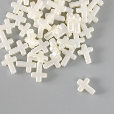 Beads for creativity plastic "Pearls" set of 50 pcs white 1.6x1.2x0.5 cm-1