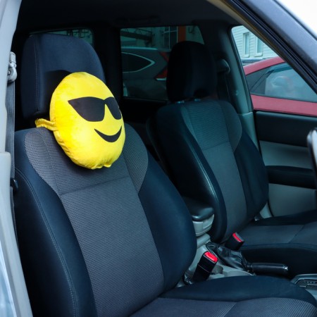 Pillow on the headrest Matech Smile Line, steep, 30 x 30 x 10 cm, yellow-1