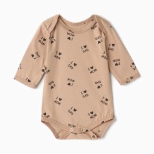 Боди детское с длинным рукавом, цвет бежевый, рост 68