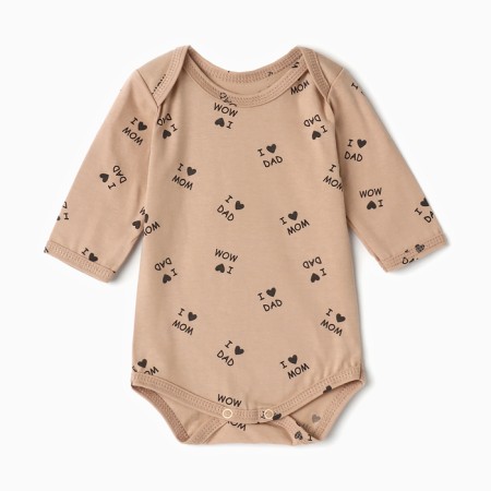 Body baby with a long sleeve, beige color, height 68