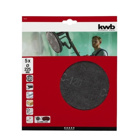 Ground grinder KWB for eccentric grinder, d = 225 mm, K120, silicon carbide, 5 pcs 70627-1