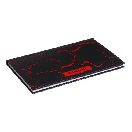 Lowed A6, 64 sheets, on the stitch, cardboard cover, matte lamination, selective varnish, black marble-1