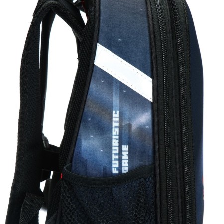 School backpack 38 x 30 x 16 cm, ergonomic back, stavia "yellow machine", black-10