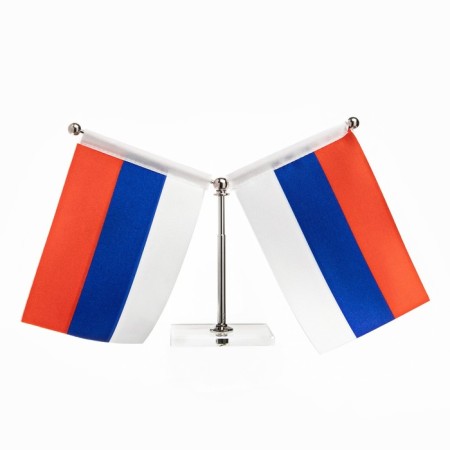Russian flag desktop, with two flags 8 x 11 cm, square, 16.5 x 12 cm-1