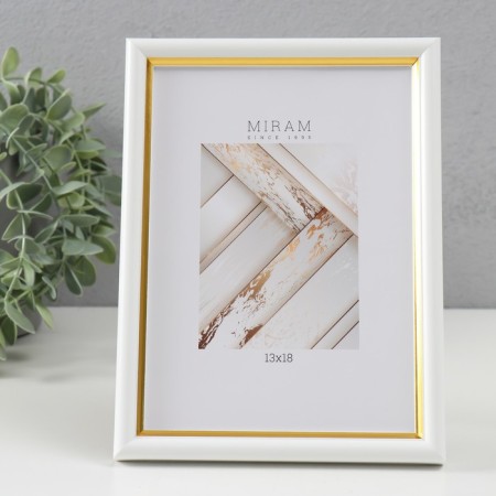 Photo frame Plastic "Mira" 13x18 cm, 636461-5, white with gold (plastic screen)