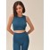 Female top in a rubber with a halter neckline Mirey Top Senza Maniche, Size 44-46, Electro color