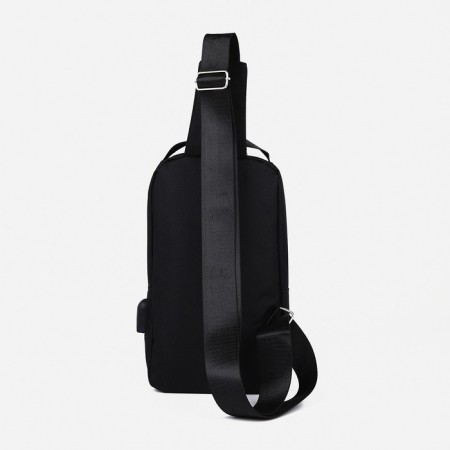 Male sling bag from textiles, black color-3