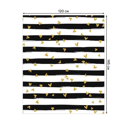 Tablecloth “strips with hearts”, rectangular, sata, size 120x145 cm-1