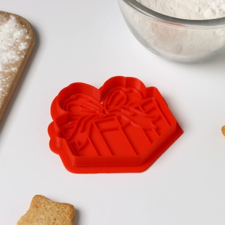 Cooking form "gift box", cutting, stamp, red color-3