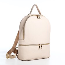 Women's backpack made of artificial leather with lightning, 2 pockets, beige color