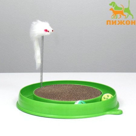 Gaming complex (corrugated rod, mouse on the spring and 2 balls), green 7068496