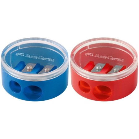 Faber-Castell sharpener with container 2 holes, mix*3 colors-1