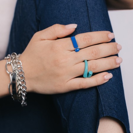 Ring set 3 pieces “shapes”, color white, blue, green, dimensionless-4