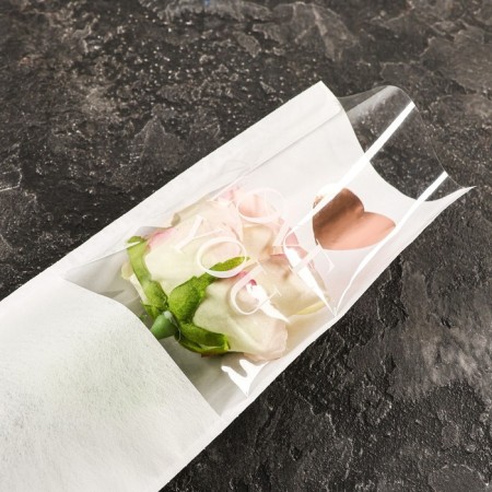 Packet-cone for flowers, "love", white, 14x40 cm-1