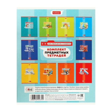 A set of subject notebooks of 48 sheets "Bright color", 10 items, covered cardboard, selective varnish-26