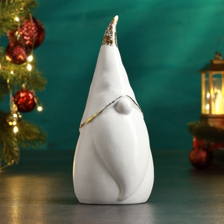 Figure "Round Gnome" 24x10x9cm, white with gilding