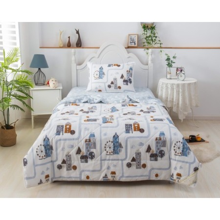 Children's kit with a blanket "City", size 160x220 cm, 160x230 cm, 50x70 cm
