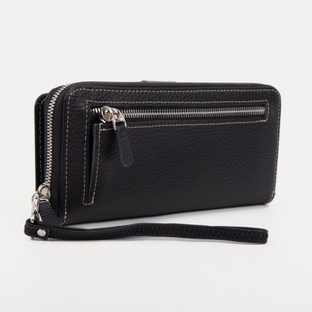 Male purse with lightning, for bills, for cards, for coins, black color-1