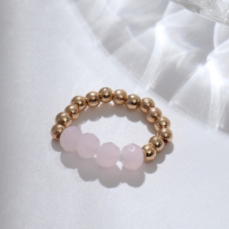 Ring "Quartet", pink color with gold, 17 size-2