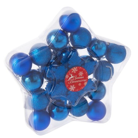 A set of jewelry plastic 24 pcs "Star" (balls, snowflakes) blue-1