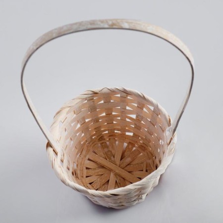 Wicker basket, bamboo, white, (cylinder)-2