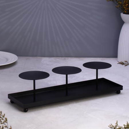 Triple candlestick 40x12x10cm, black-1