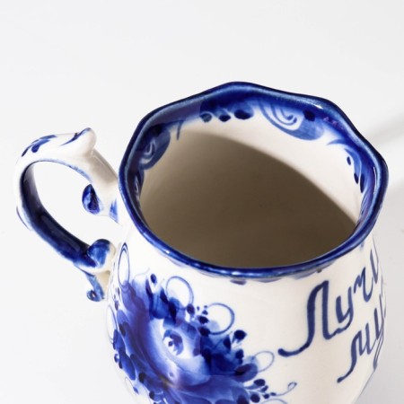 Mug "Morning. Best husband", gzhel, porcelain, 11x12 cm-5