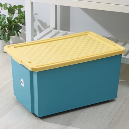 Container for storing toys on wheels 57 liters "Follow Me", color Blue bell