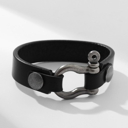 Bracelet Leather "Millennium" on the castle, black color-1