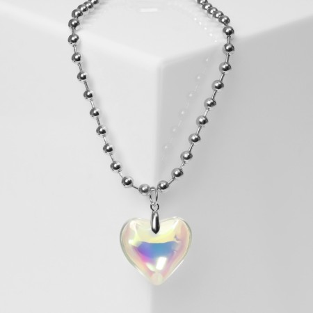 The necklace "heart" is large, color in silver, 40 cm-2