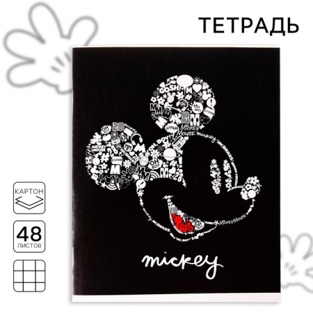 Notebook 48 sheets in a cage, cardboard cover "Mickey", Mickey Mouse