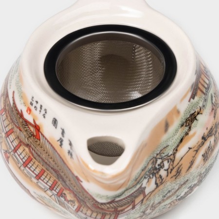 Keramic collar teapot with a metal sieve "Pazage", 200 ml-3