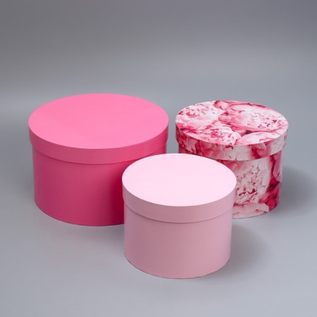 Set of hats 3 in 1, gift packaging, “pink”, 18 x 18 x 13–25 x 25 x 15 cm