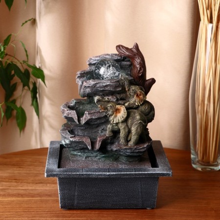 Fountain "Elephants on the Rocks" 16x20x27 cm (with backlight)