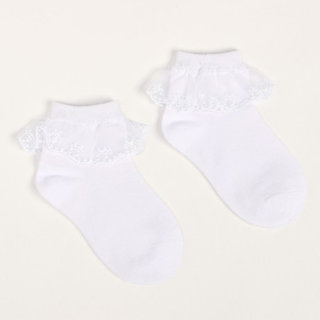 Baby socks with lace, white color, size 16-18-1