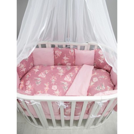 Set in the crib "Delicate dance", 15 objects, pink color-2