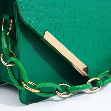 Bag Messenger with zipper, green color-3