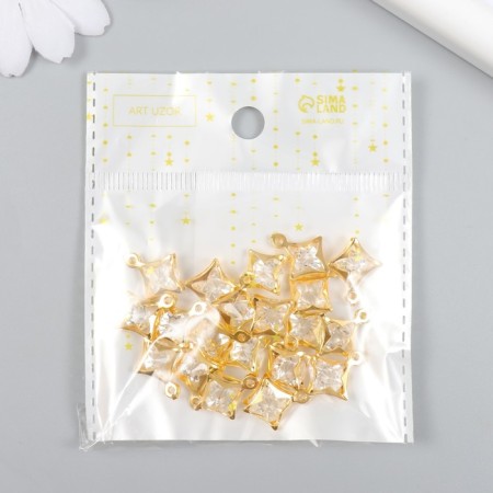 Decor for creativity Metal "Star 4 rays" gold, crystal 0.7x1.3x1.3 cm-3