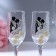 A set of wedding glasses "Bride and Bride" with modeling, 200 ml, black and white