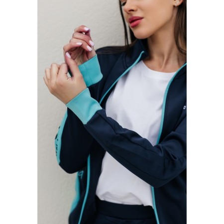Female sports suit, size 52, dark blue color, turquoise-12