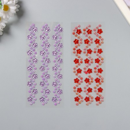 Sticker of rhinestones plastic "bends - flowers, pearls, rhinestones" mix 16.5x7 cm-3