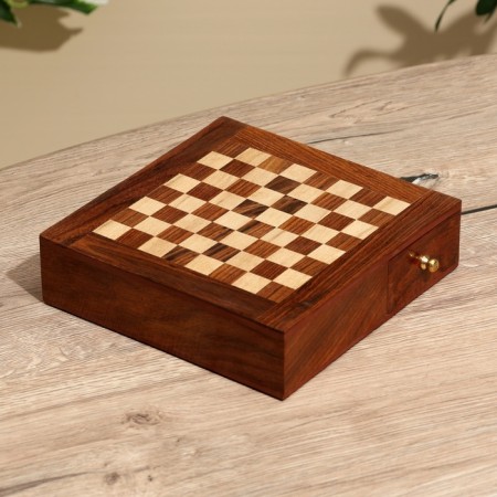 Checking chess with drawers, board 20x20 cm, shisham tree-3