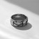 Ring "Japan" eyes, black color in silver, 18 size