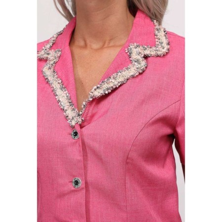 Female suit, size 44, raspberry color-8