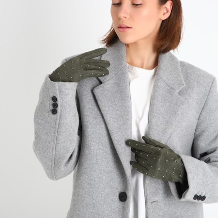 Gloves are female, dimensionless, without insulation, khaki color-3