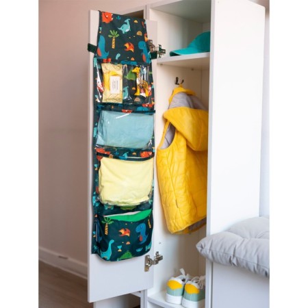 Pockets in the kindergarten "Dinosaurs", 83x24 cm, for a children's cabinet, blue-1