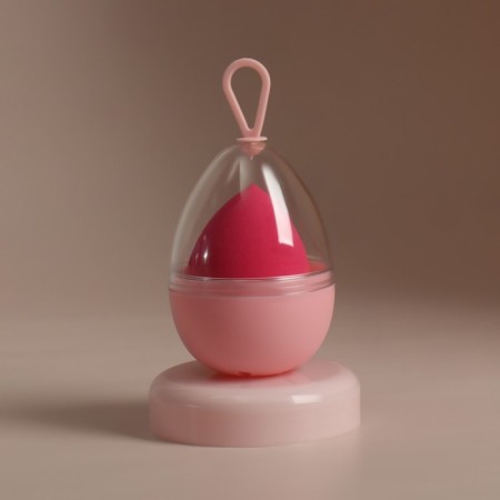 Mowed sponge for makeup “drop”, 6 × 4.5 cm, increases when getting wet, in case, bright pink color-8