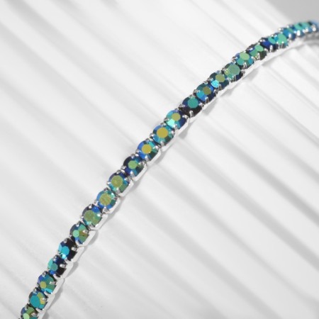 Bracelet "ice" 1 row, the color is blue-green in silver, 7 cm-3