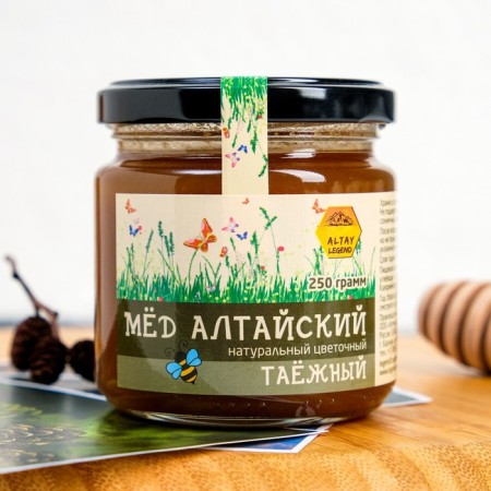 Altai honey "taiga", natural flower, 250 g of glass