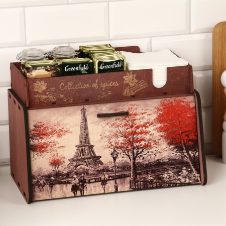 Bread a wooden bread with a stand under the spices "Paris", 35.6 x 20.4 x 24.8 cm, wenge